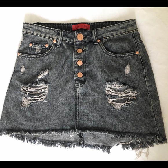 Distressed Grey Denim with rose gold buttons - Picture 2 of 5